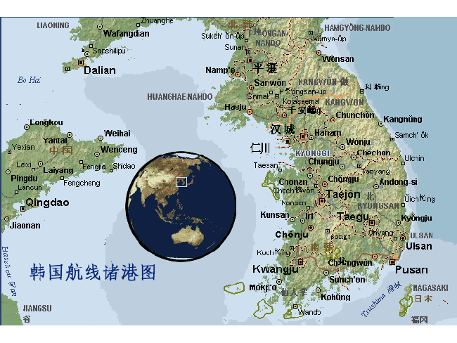 韩国航线诸港图